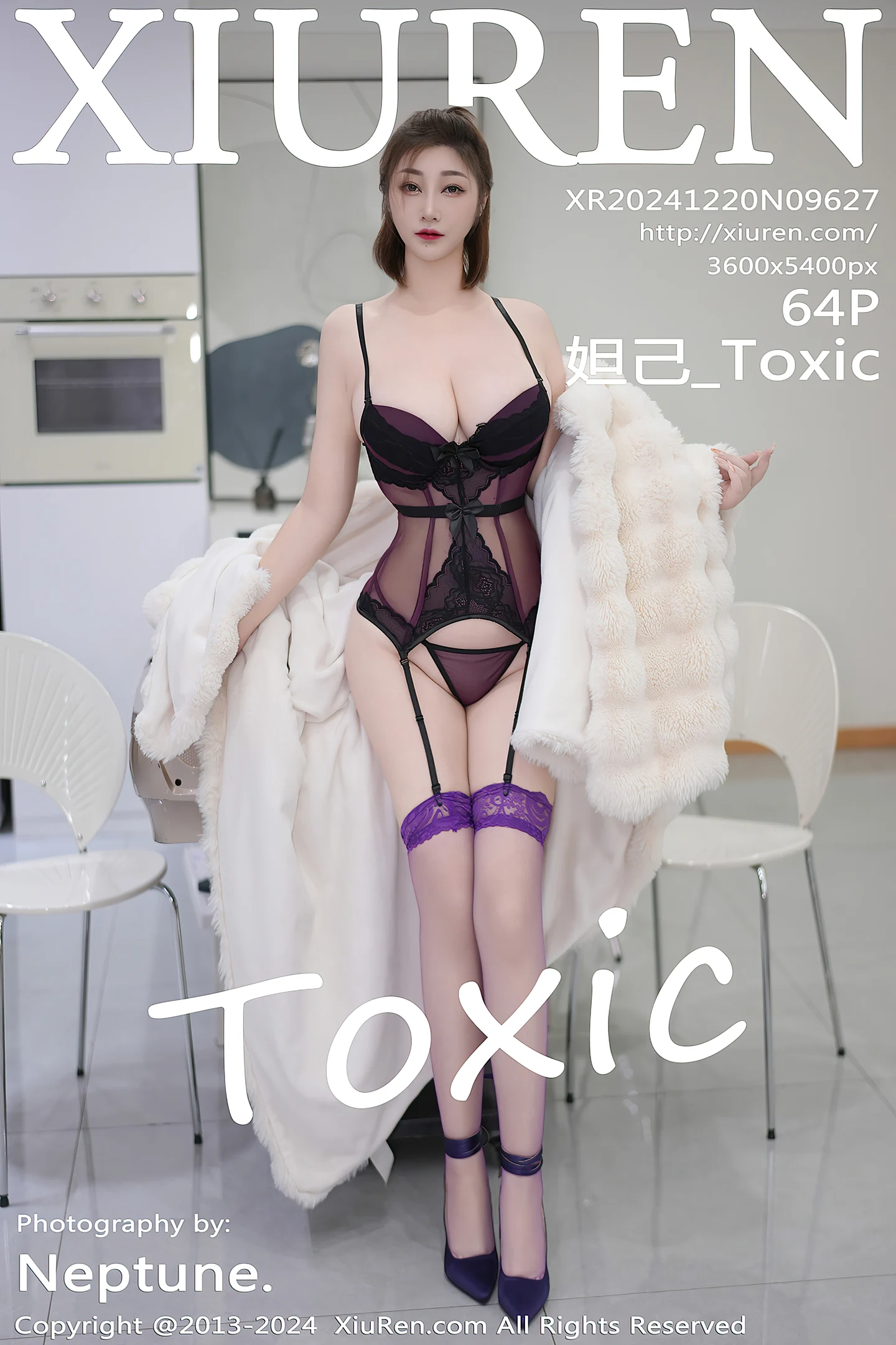 [XiuRen秀人网]No.9627_女神妲己_Toxic性感紫色情趣服饰配紫丝吊袜秀丰腴美臀诱惑写真64P-秀人网 - XiuRen.Xyz